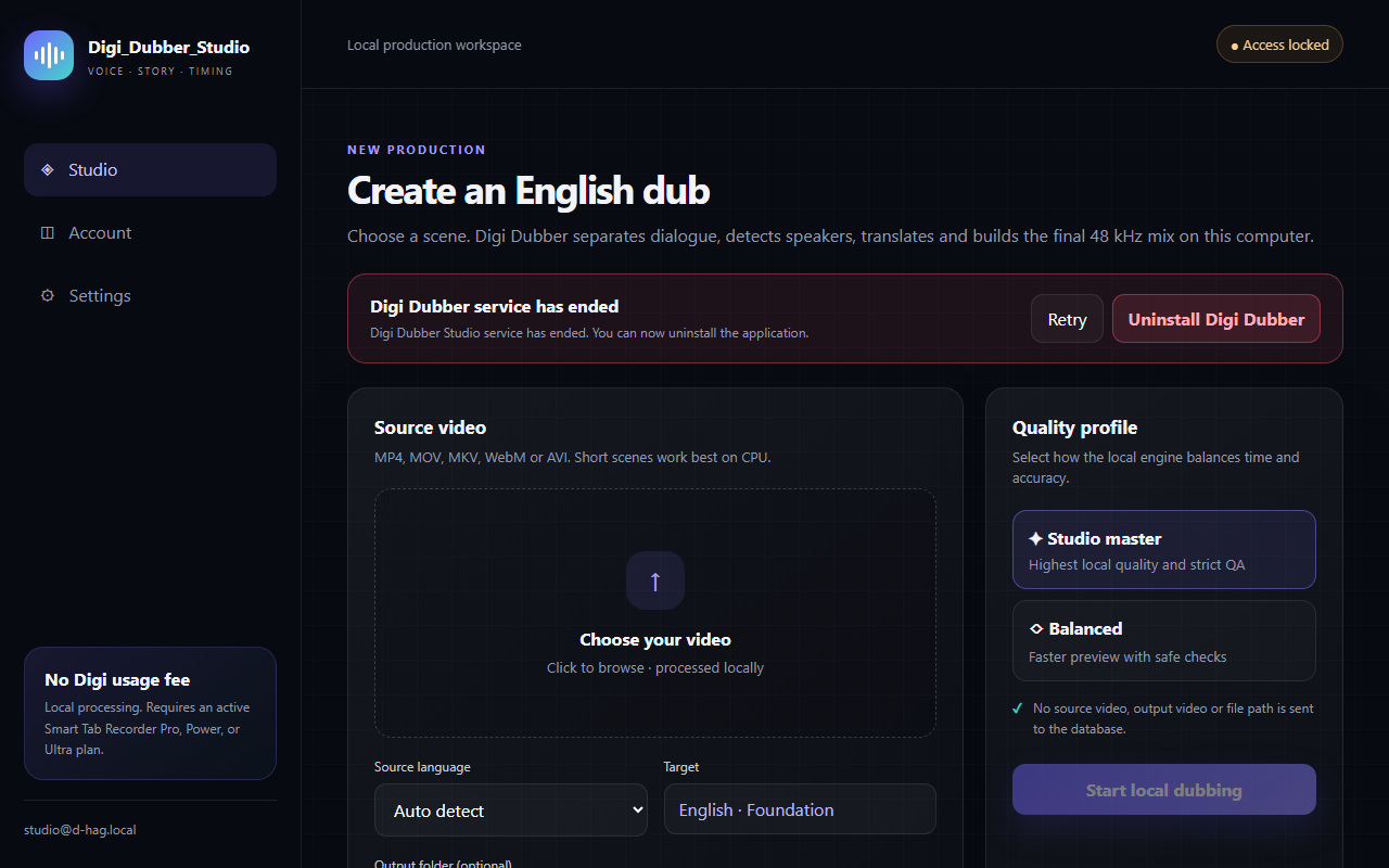 Digi_Dubber_Studio service status preview